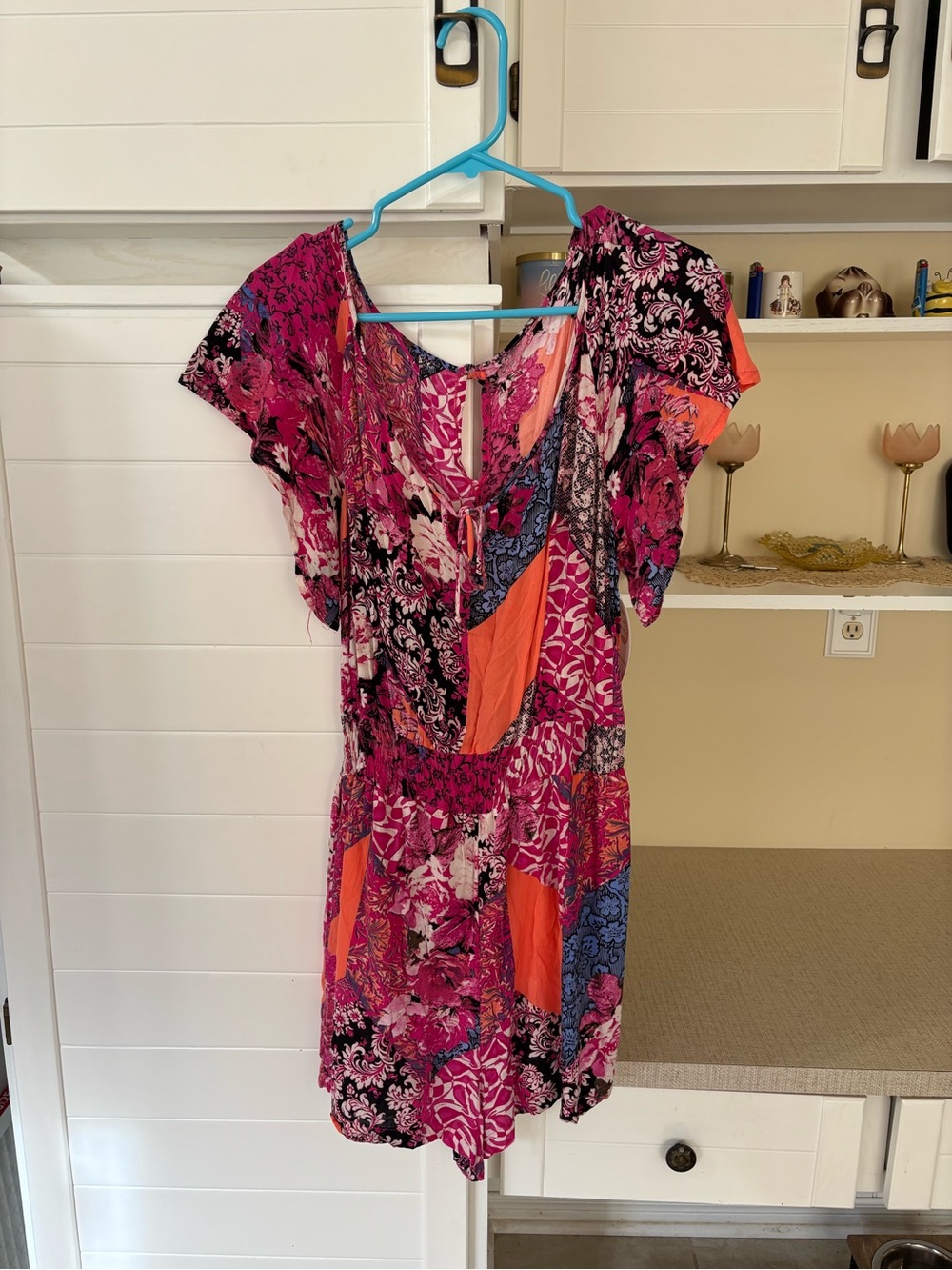Colourful floral and abstract print playsuit